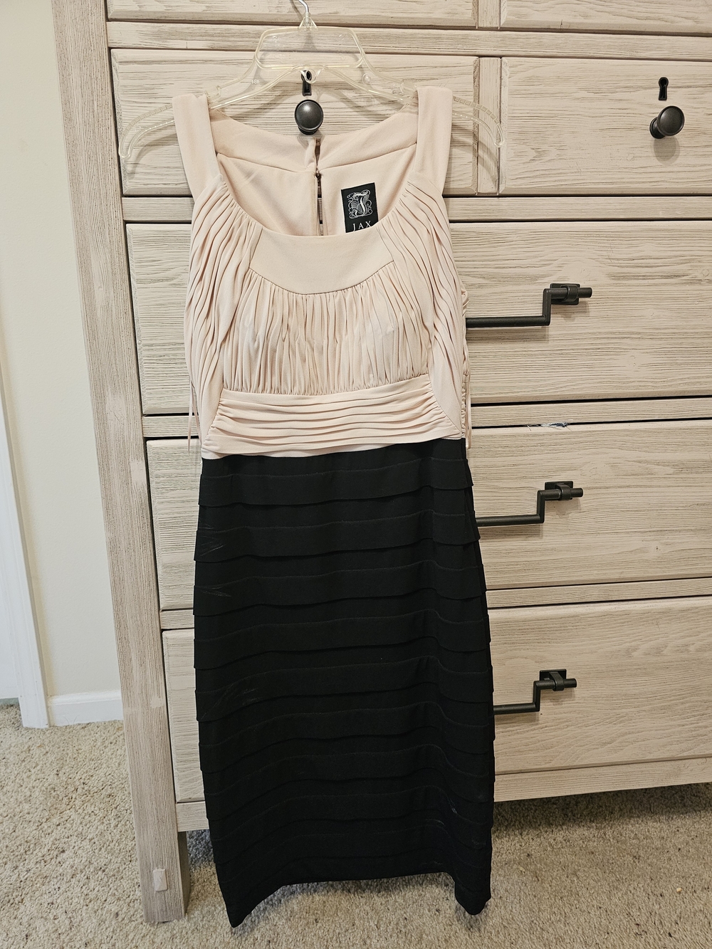 JAX Blush Top with Black Midi Bandage Skirt Dress